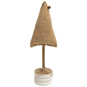 Burlap Christmas Tree on Base, 12"