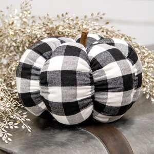 Black & White Buffalo Check Stuffed Pumpkin Collection;
