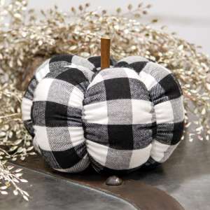 Black & White Buffalo Check Stuffed Pumpkin, 6.5" CS38220