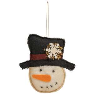 Felt Snowman w/Snowflake Top Hat Ornament;