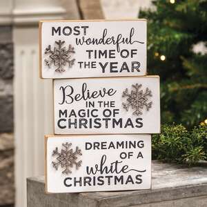 Glitter Snowflake Block, 3/Asstd 35209;