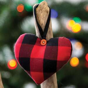 Red & Black Buffalo Check Heart Ornament 14732;