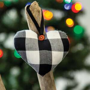 Black & White Buffalo Check Heart Ornament 14733