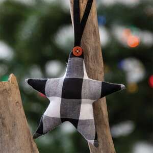 Black & White Buffalo Check Star Ornament 14734;