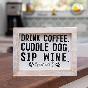 Coffee, Dog and Wine Framed Sign 34903