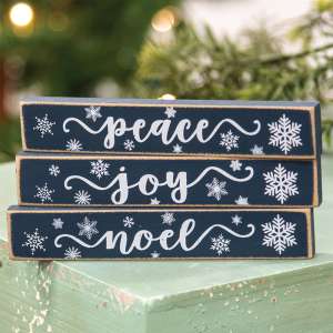 Joy, Peace, Noel Snowflake Mini Stick, 3 Asstd. 35488