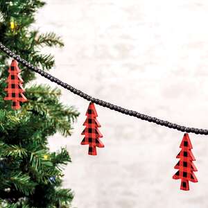 Buffalo Check Christmas Trees Beaded Garland 35536;
