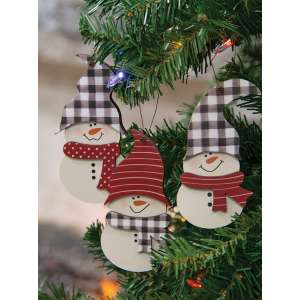 3/Set, Buffalo Check Snowman Hat Ornaments #35594