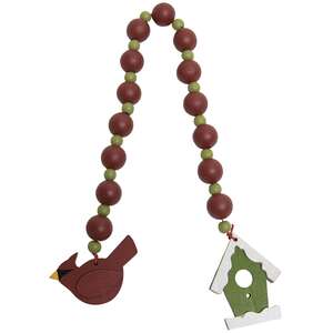 Birdhouse & Cardinal Beaded Ornament