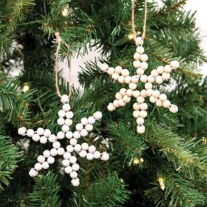 Wood Bead Snowflake Ornament, 2 Asstd. 35670