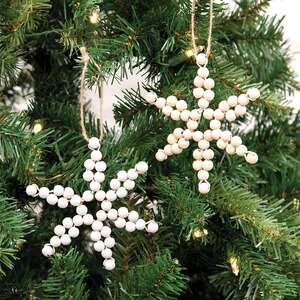 Wood Bead Snowflake Ornament, 2 Asstd. 35670;