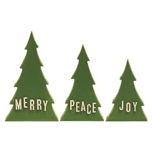 3/Set, Joy Merry & Peace Wooden Trees