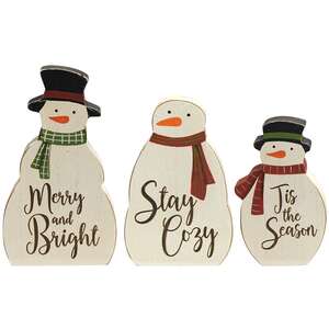 3/Set, Tis The Season Engraved Chunky Snowman Sitters
