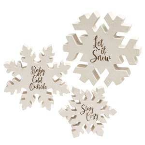 3/set, Reversible Stay Cozy Chunky Glitter Snowflake Sitters #35711