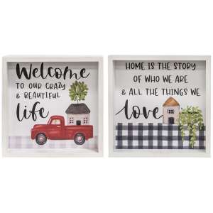 Welcome To Our Crazy & Beautiful Life Framed Box Signs, 2 Asstd. #35737