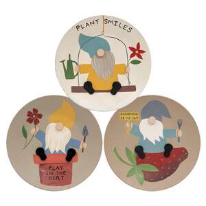 Gardening Gnome Plates, 3 Asstd.
