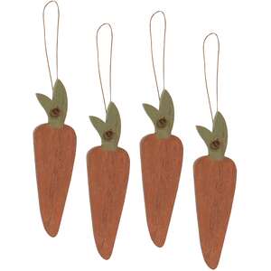 4/Set, Primitive Wood Carrot Ornaments #35945