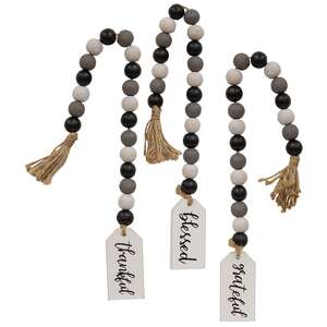 Grateful, Thankful, Blessed Beaded Tag Hanger, 3 Asstd.