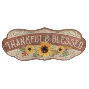 Thankful & Blessed Sunflower Distressed Metal Sign #60385