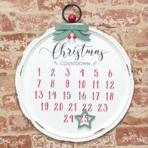 Distressed Christmas Bulb Countdown Calendar w/Star Magnet 65184
