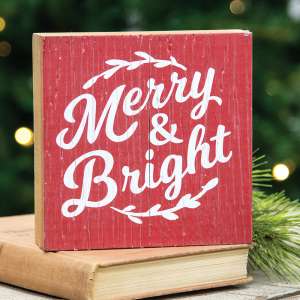 Merry Bright Rustic Wood Box Sign 65192