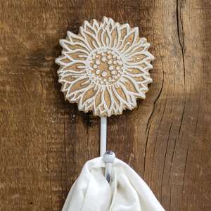 Distressed Wooden Sunflower Coat Hook 65194;