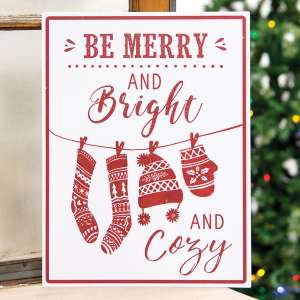 Merry, Bright & Cozy Metal Sign 65198
