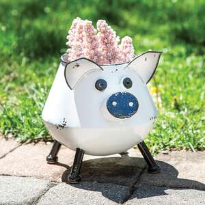 Distressed Enamel Piggy Planter 70102