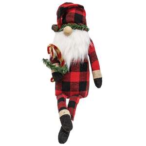 Buffalo Check Long Leg Santa Gnome w/Candy Canes