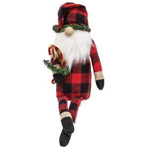 Buffalo Check Long Leg Santa Gnome w/Candy Canes #CS38098