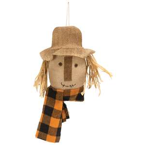 Scarecrow Head Hanger with Buffalo Check Scarf