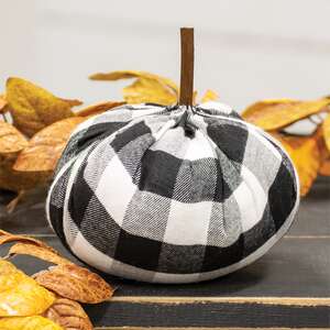 Black & White Buffalo Check Stuffed Pumpkin 5.5" CS38266;