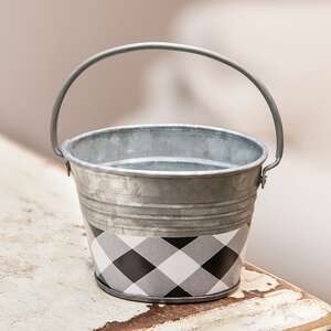 Black & White Buffalo Check Mini Oval Pail 14584A;