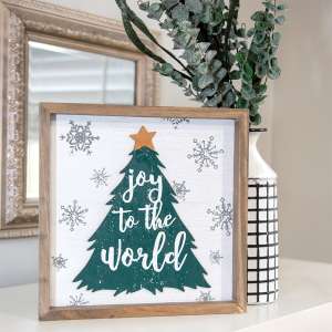 Joy to the World Christmas Tree Framed Sign #35520