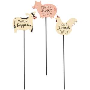 Farm Animals Plant Pokes, 3 Asstd.