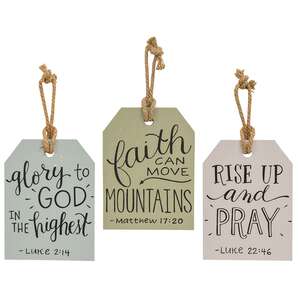 Faith Wooden Hanging Tag, 3 Asstd.