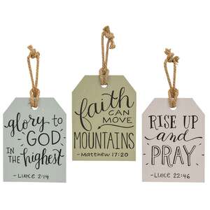 Faith Wooden Hanging Tag, 3 Asstd. #35816