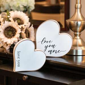 Love You More Distressed Chunky Hearts, 2/Set 36017