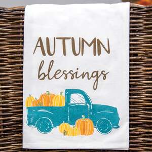 Autumn Blessings Fall Truck Dish Towel;