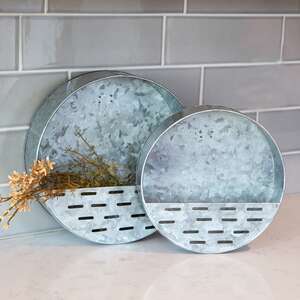 Round Olive Wall Pockets, 2/Set;
