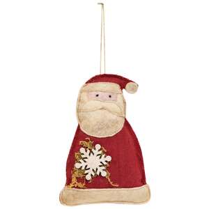 Fabric Santa with Snowflake Fabric Ornament