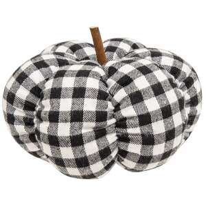 Black & White Gingham Stuffed Pumpkin 6.5"