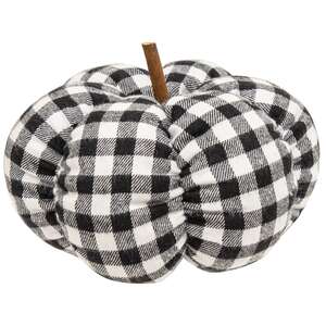 Black & White Gingham Stuffed Pumpkin 6.5" #CS38262