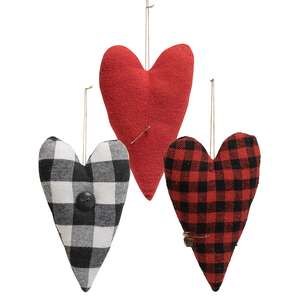 3/Set, Felt Primitive Heart Pillow Ornaments
