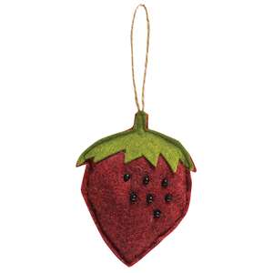 Mini Beaded Felt Strawberry Ornament