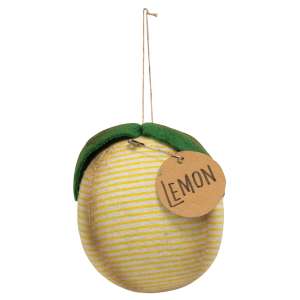 Striped Fabric Primitive Lemon Ornament #CS38333