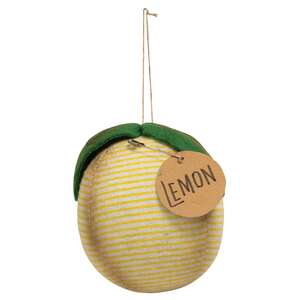 Striped Fabric Primitive Lemon Ornament