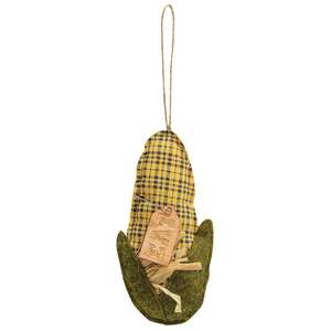 Primitive Fabric Corn Cob Ornament with "Eat" Tag #CS38404