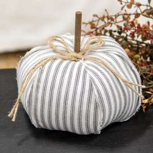 #CS38432 Ticking Stripe Stuffed Pumpkin, 6.5"