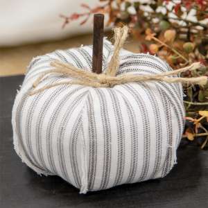 #CS38433 Ticking Stripe Stuffed Pumpkin, 4.75"